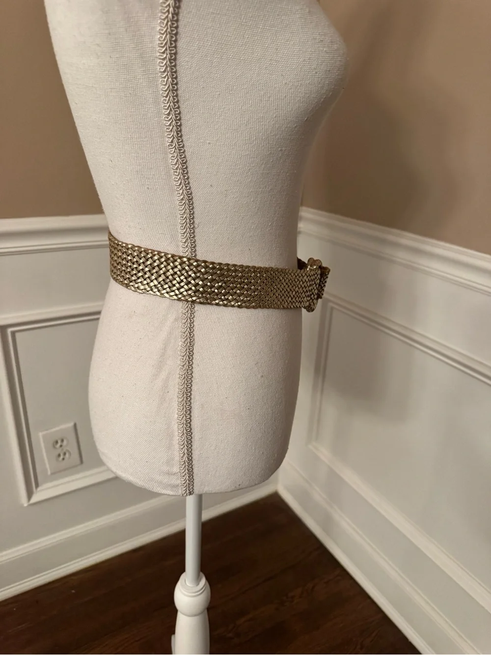 J. Crew Metallic Gold Woven Double-Ring Belt Vintage - Picture 5 of 12